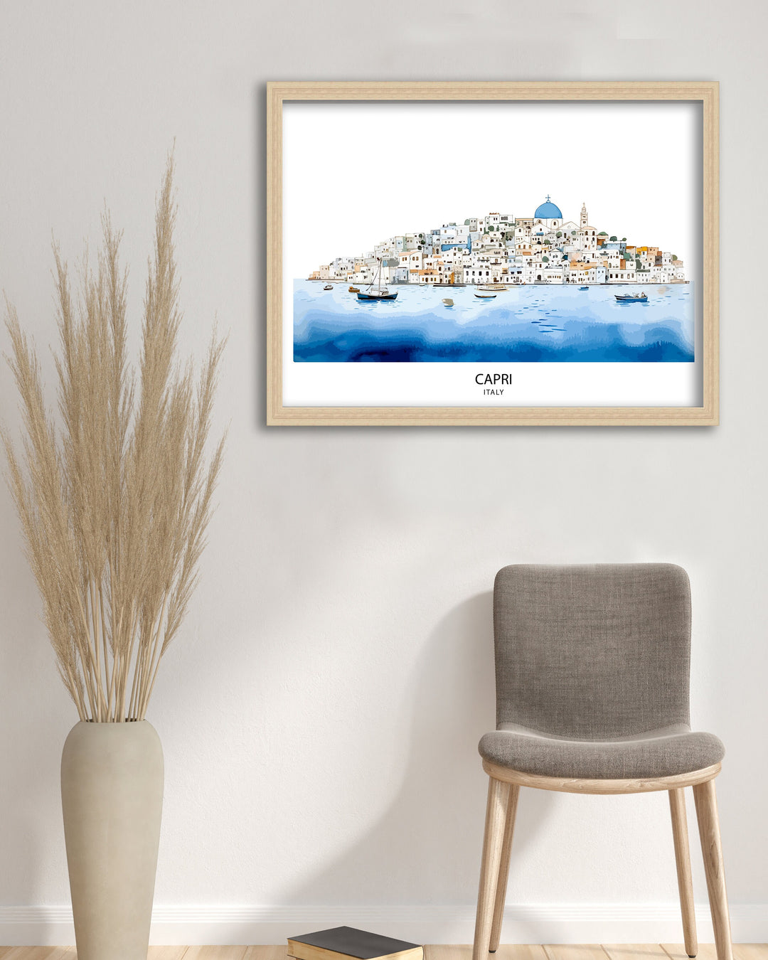 Capri Italy Travel Print, Capri Wall Decor, Capri Home Living Decor, Capri Italy Illustration Travel Poster Gift For Capri Italy Home Decor