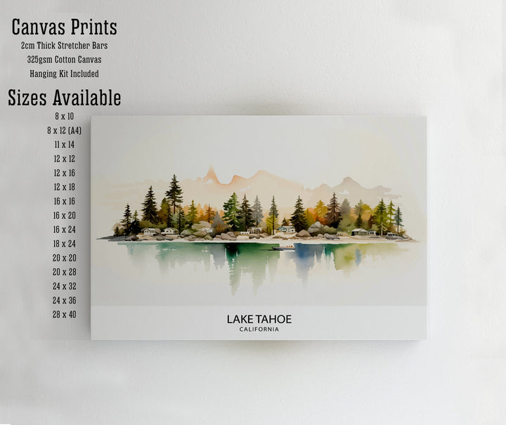 Lake Tahoe Travel Print Wall Art Decor Lake Tahoe Illustration Travel Poster Gift for Lake Tahoe California Home Decor