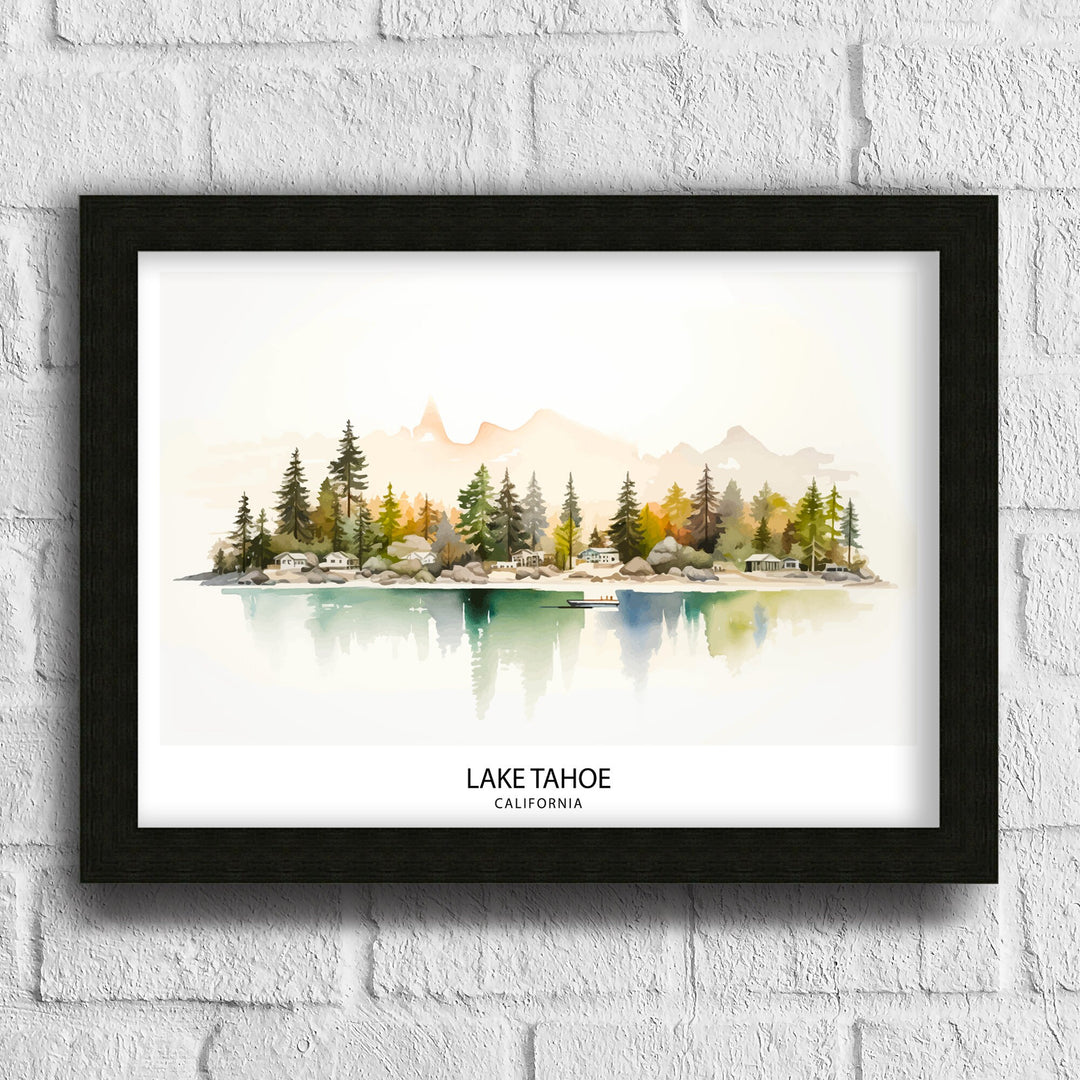 Lake Tahoe Travel Print Wall Art Decor Lake Tahoe Illustration Travel Poster Gift for Lake Tahoe California Home Decor