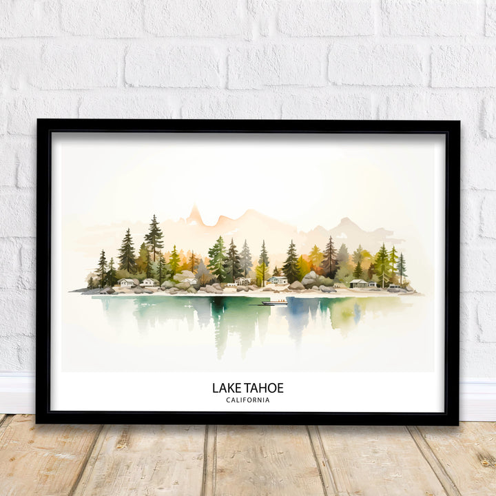 Lake Tahoe Travel Print Wall Art Decor Lake Tahoe Illustration Travel Poster Gift for Lake Tahoe California Home Decor