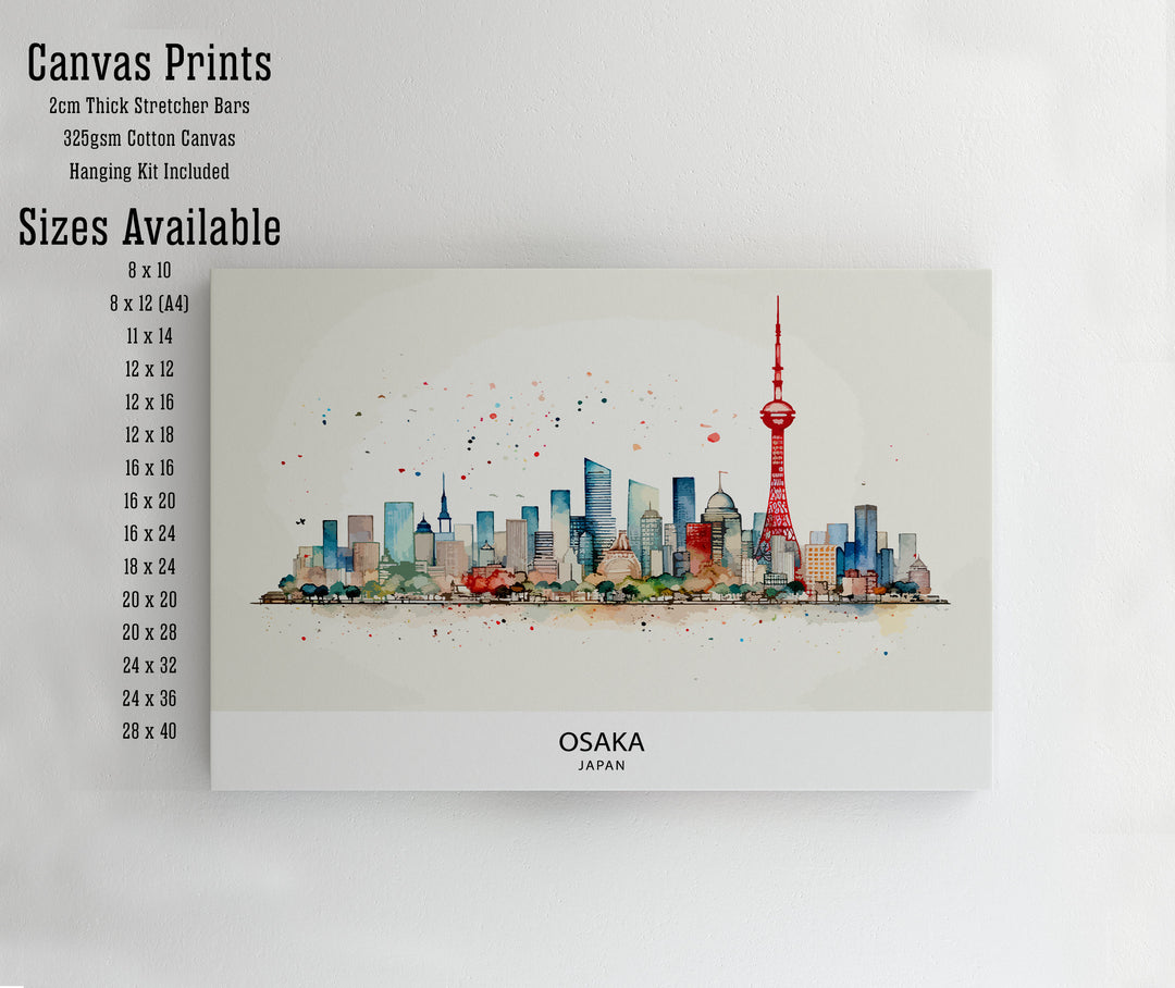 Osaka Japan Travel Print Osaka Wall Decor Osaka Cityscape Poster Japan Travel Prints Osaka Art Print Osaka Illustration Osaka Wall