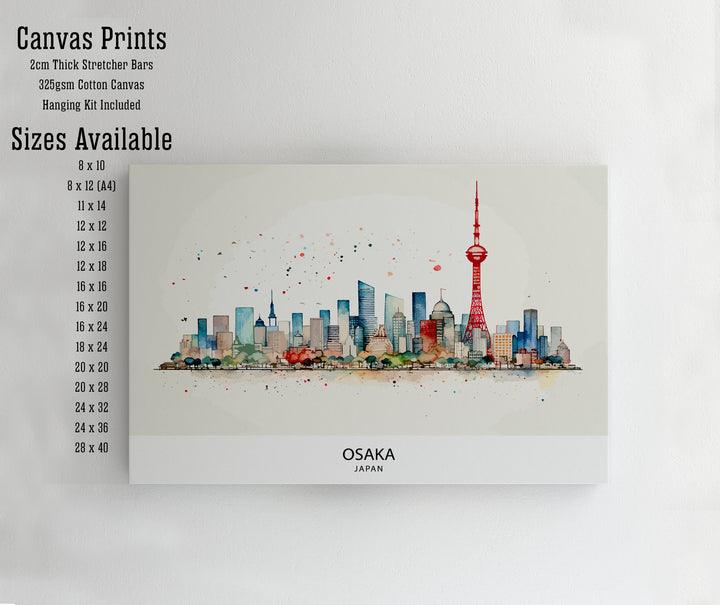 Osaka Japan Travel Print Osaka Wall Decor Osaka Cityscape Poster Japan Travel Prints Osaka Art Print Osaka Illustration Osaka Wall