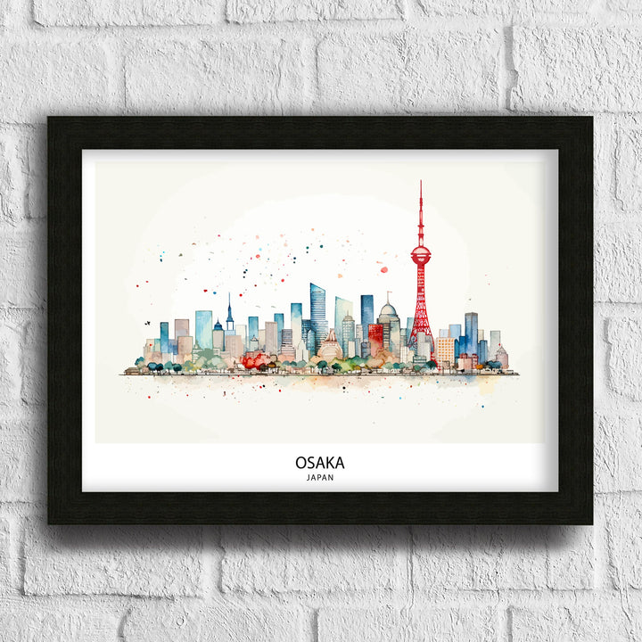 Osaka Japan Travel Print Osaka Wall Decor Osaka Cityscape Poster Japan Travel Prints Osaka Art Print Osaka Illustration Osaka Wall