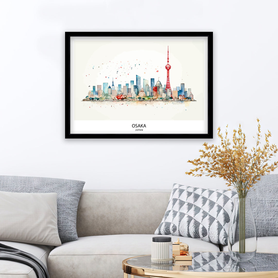 Osaka Japan Travel Print Osaka Wall Decor Osaka Cityscape Poster Japan Travel Prints Osaka Art Print Osaka Illustration Osaka Wall