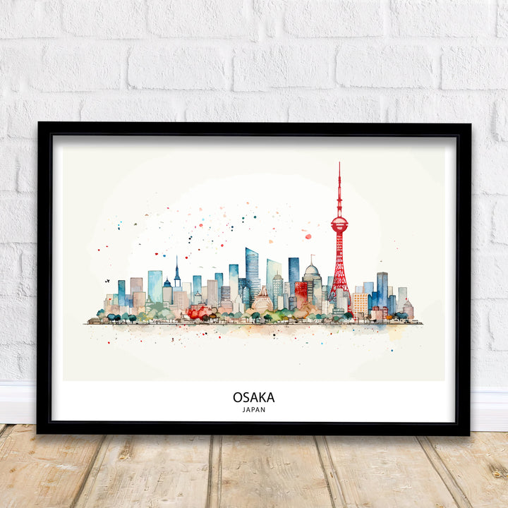 Osaka Japan Travel Print Osaka Wall Decor Osaka Cityscape Poster Japan Travel Prints Osaka Art Print Osaka Illustration Osaka Wall