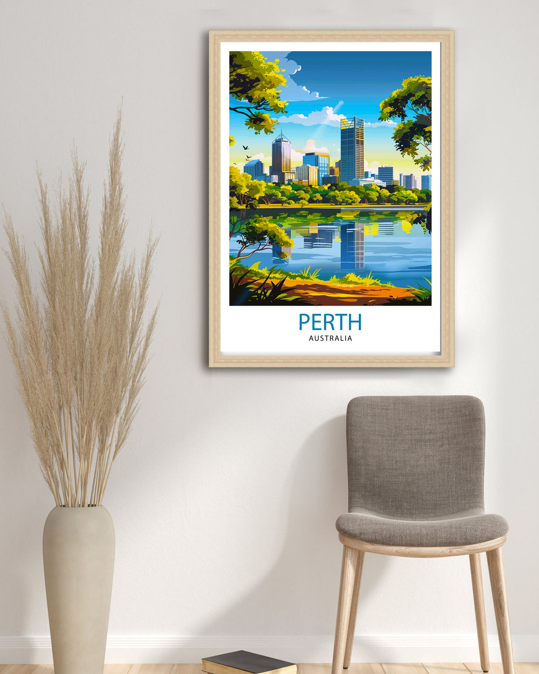 Perth Australia Travel Print Perth Wall Decor Perth Cityscape Poster Australia Travel Prints Perth Art Print Perth Illustration Perth Wall