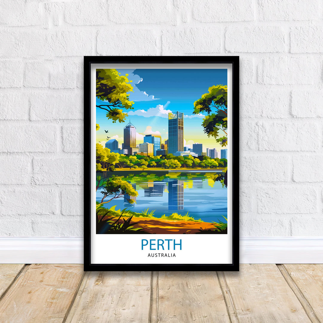 Perth Australia Travel Print Perth Wall Decor Perth Cityscape Poster Australia Travel Prints Perth Art Print Perth Illustration Perth Wall