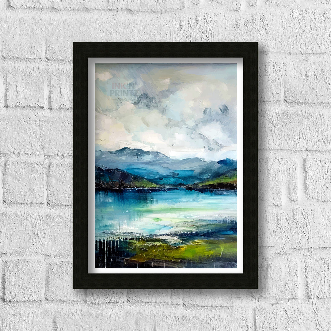 Derwentwater Abstract Art Poster Lake District Impressions Watercolor Lake Scene Cumbrian Lakes Wall Decor English Lake Abstract Vibrant