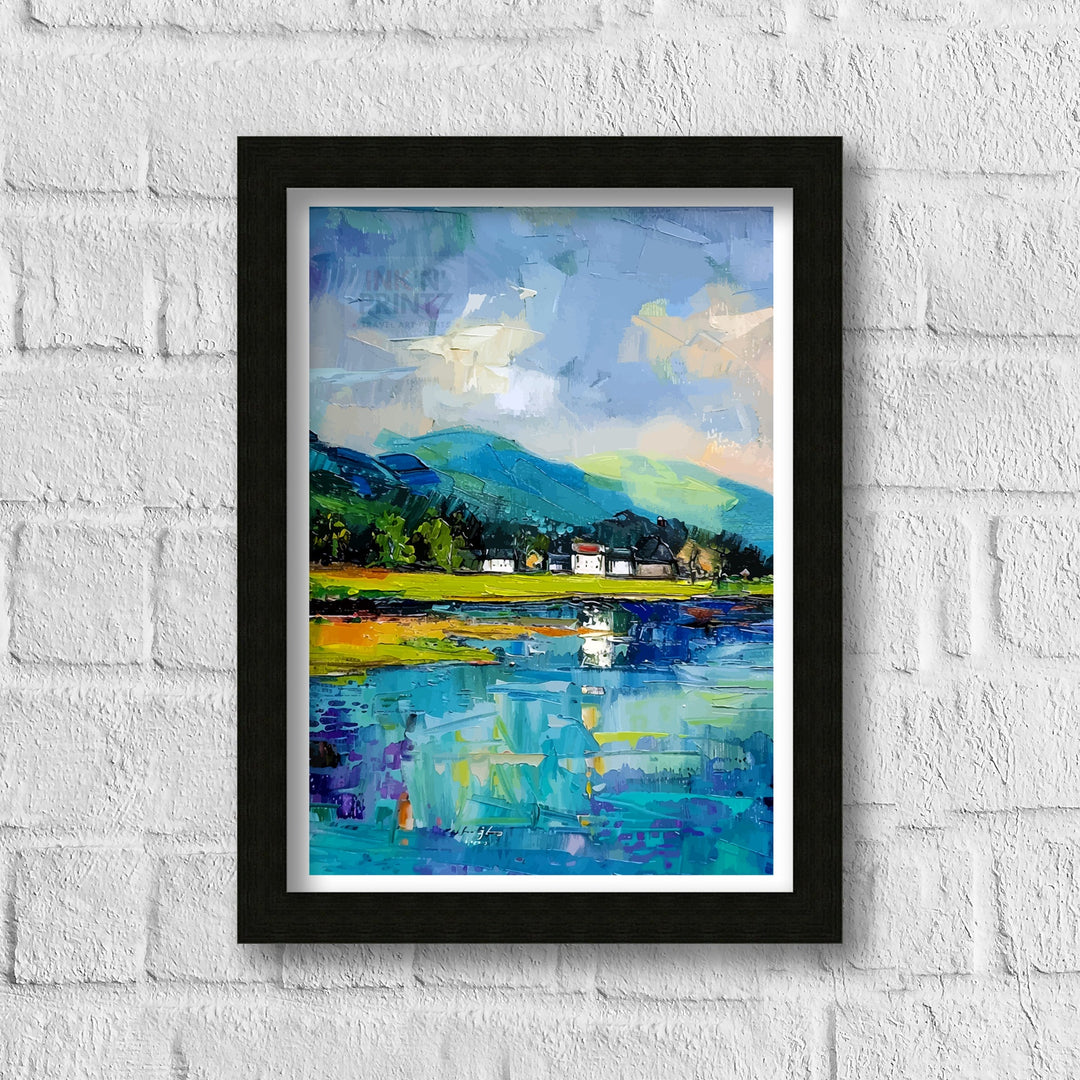 Keswick Lake District Abstract Art Poster Cumbrian Town Essence Modern Landscape Poster UK Countryside Wall Decor Abstract