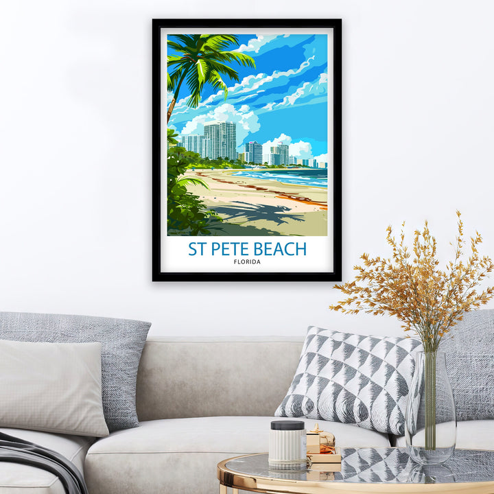 St Pete's Beach Florida Travel Poster Sunshine State Beach Art Gulf Coast Paradise Print Florida Seaside Wall Decor