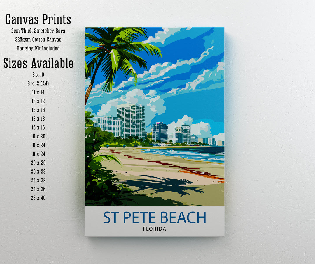 St Pete's Beach Florida Travel Poster Sunshine State Beach Art Gulf Coast Paradise Print Florida Seaside Wall Decor