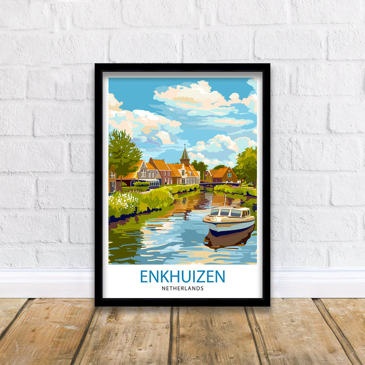 Enkhuizen Netherlands Travel Poster Dutch Harbor Town Art Historic Seaport Print Nautical Heritage Wall Decor Netherlands Maritime