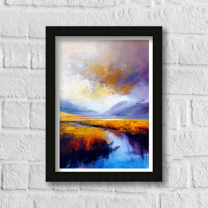 Glencoe Abstract Landscape Print Scottish Highlands Art Mystical Valley Poster Modern Scotland Wall Decor Nature Inspired Illustration