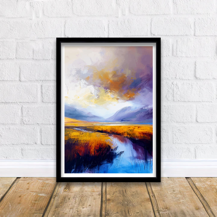 Glencoe Abstract Landscape Print Scottish Highlands Art Mystical Valley Poster Modern Scotland Wall Decor Nature Inspired Illustration