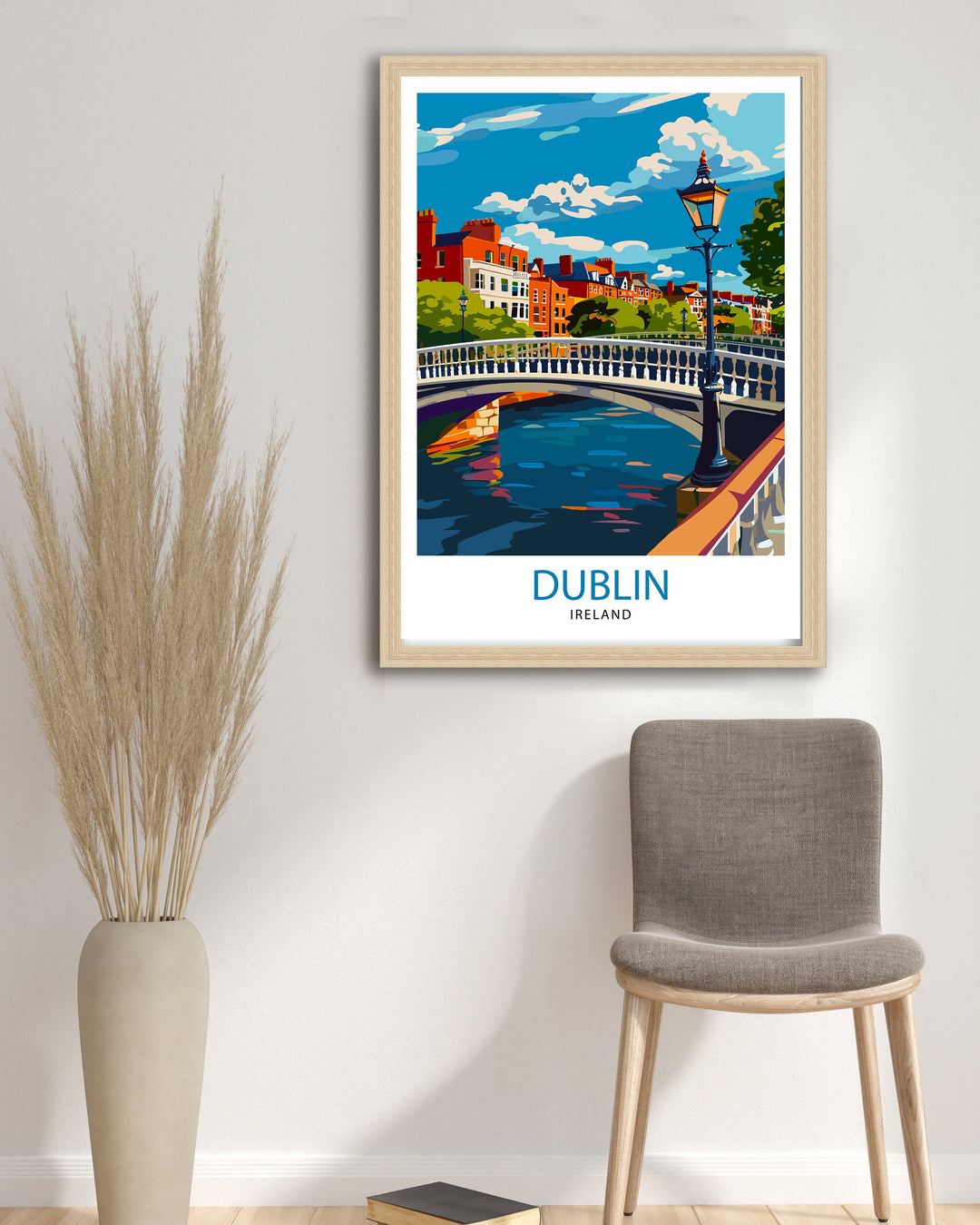 Dublin Ireland Cityscape Poster Lively Temple Bar Scene Dublin Wall Art Historic Georgian Doors Illustration Irish Pub Poster Cultural Decor