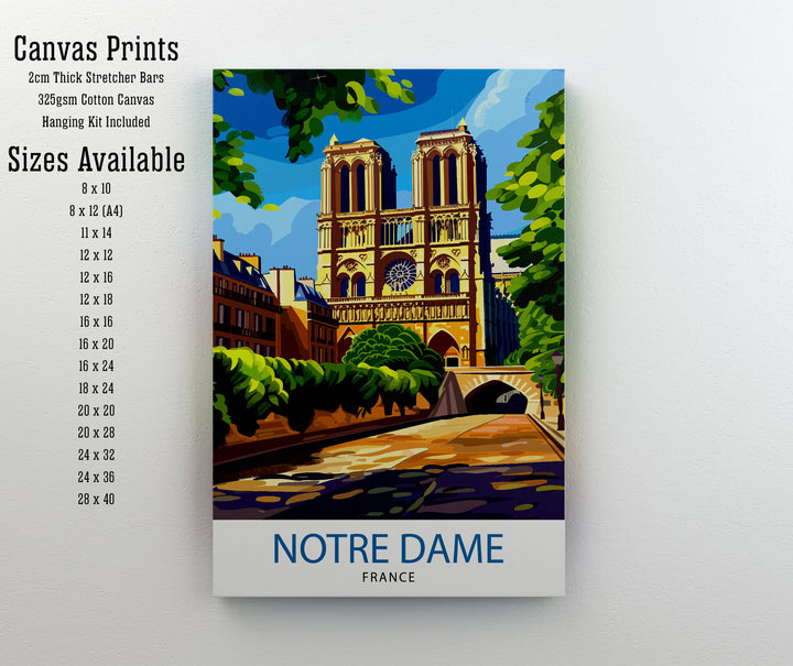 Notre Dame Cathedral Paris Print French Gothic Architecture Art Historic Landmark Poster Parisian Skyline Wall Decor France Heritage