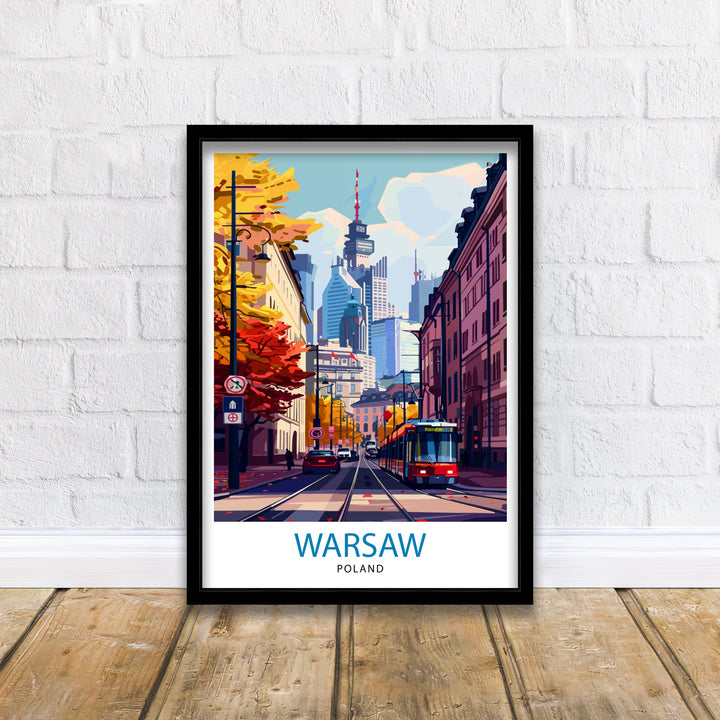 Warsaw Poland Travel Poster Historic City Art Vistula River View Print Polish Capital Wall Decor European Culture Illustration Architectural