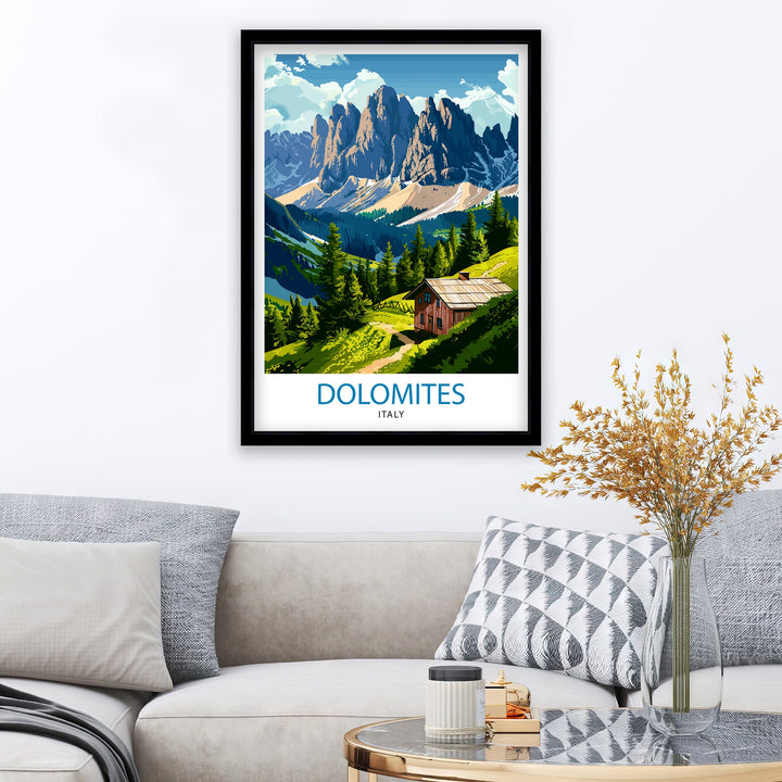 Dolomites Italy Travel Print Dolomites Wall Art Dolomites Home Decor Italy Illustration Travel Poster Gift For Italy Lovers