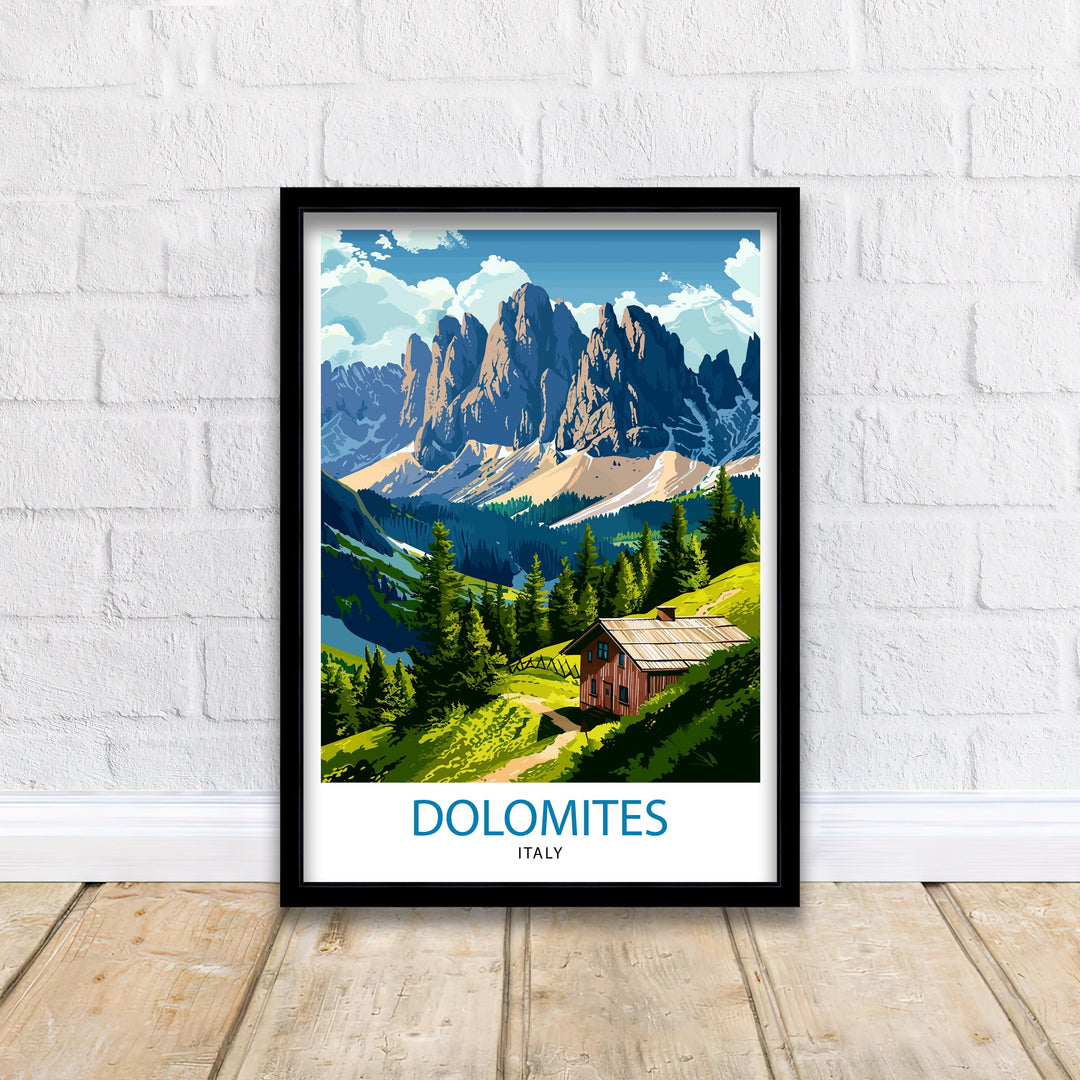 Dolomites Italy Travel Print Dolomites Wall Art Dolomites Home Decor Italy Illustration Travel Poster Gift For Italy Lovers
