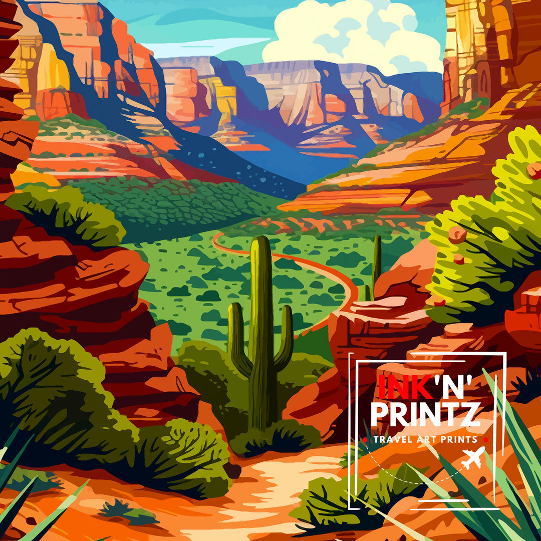 Sedona Arizona Travel Print Sedona Wall Decor Sedona Home Living Decor Sedona Arizona Illustration Travel Poster Gift for Sedona Arizona