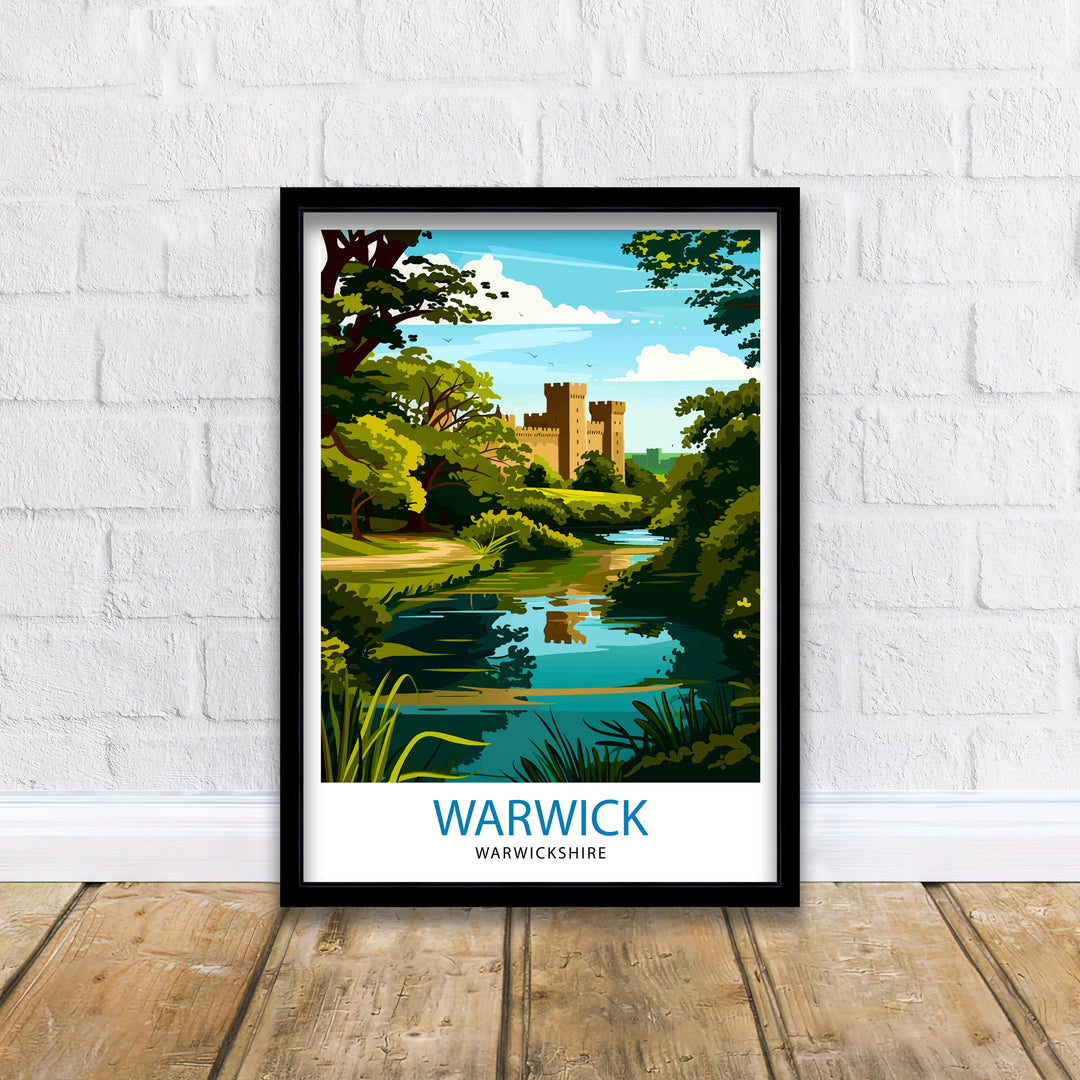 Warwickshire Castle Travel Print Warwickshire Wall Decor Warwickshire Home Living Decor Warwickshire Illustration Travel Poster Warwickshire