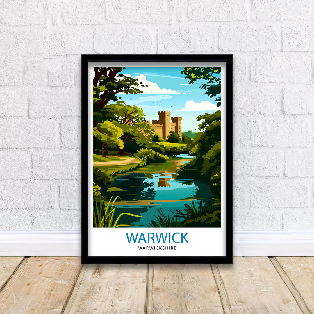 Warwickshire Castle Travel Print Warwickshire Wall Decor Warwickshire Home Living Decor Warwickshire Illustration Travel Poster Warwickshire