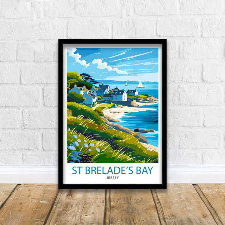 St Brelades Bay Jersey Travel Print Wall Art St Brelades Bay Wall Hanging Home Décor St Brelades Bay Gift Art Lovers Jersey Art Lover Gift