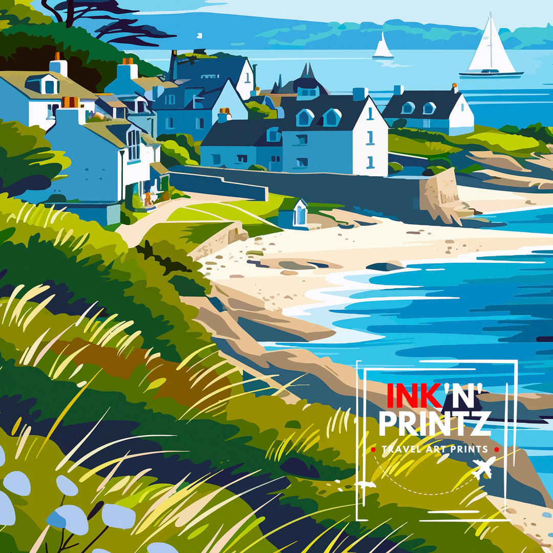 St Brelades Bay Jersey Travel Print Wall Art St Brelades Bay Wall Hanging Home Décor St Brelades Bay Gift Art Lovers Jersey Art Lover Gift