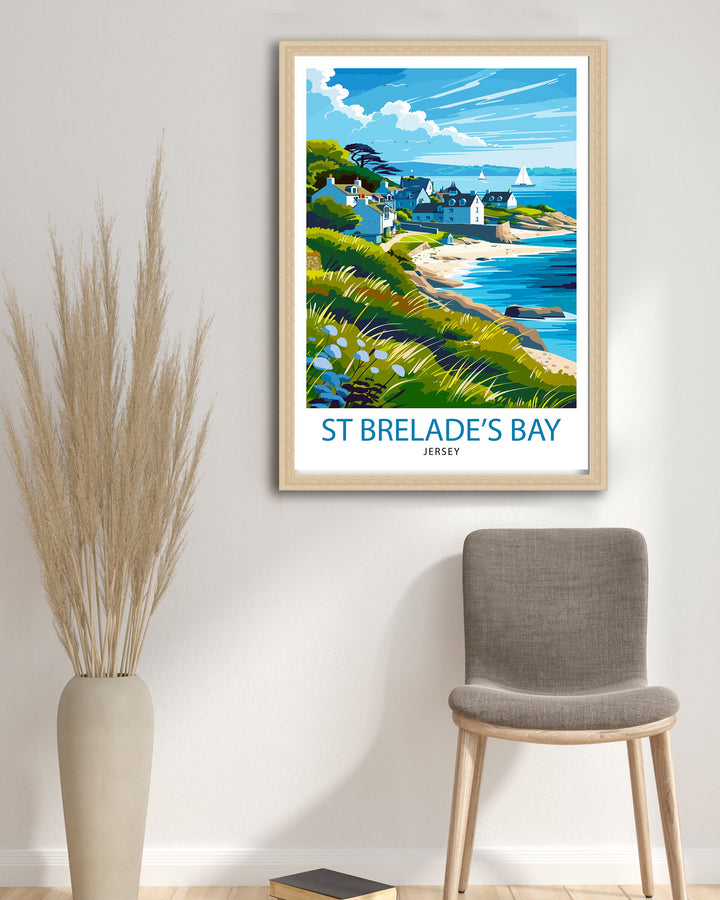 St Brelades Bay Jersey Travel Print Wall Art St Brelades Bay Wall Hanging Home Décor St Brelades Bay Gift Art Lovers Jersey Art Lover Gift