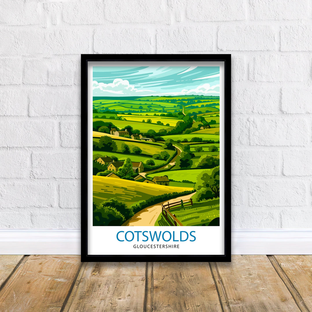 Cotswolds Travel Print Cotswolds Wall Art Cotswolds Illustration Travel Poster Gift Cotswolds Home Decor