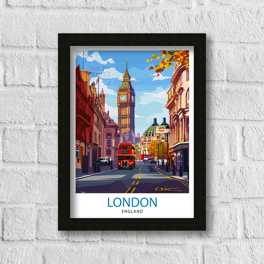 London Travel Print London Wall Art London Home Decor London Illustration Travel Poster Gift For London UK Home Decor