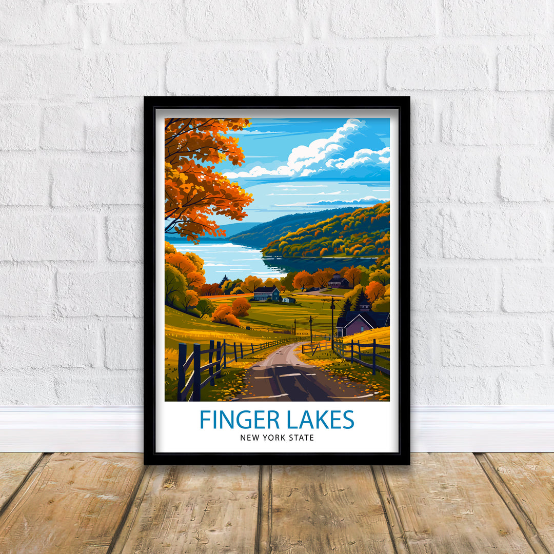 Finger Lakes New York State Travel Print Finger Lakes Wall Decor Finger Lakes Poster New York State Travel Prints Finger Lakes Art Print