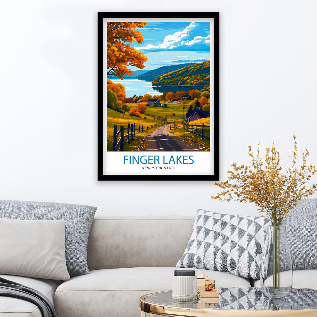 Finger Lakes New York State Travel Print Finger Lakes Wall Decor Finger Lakes Poster New York State Travel Prints Finger Lakes Art Print