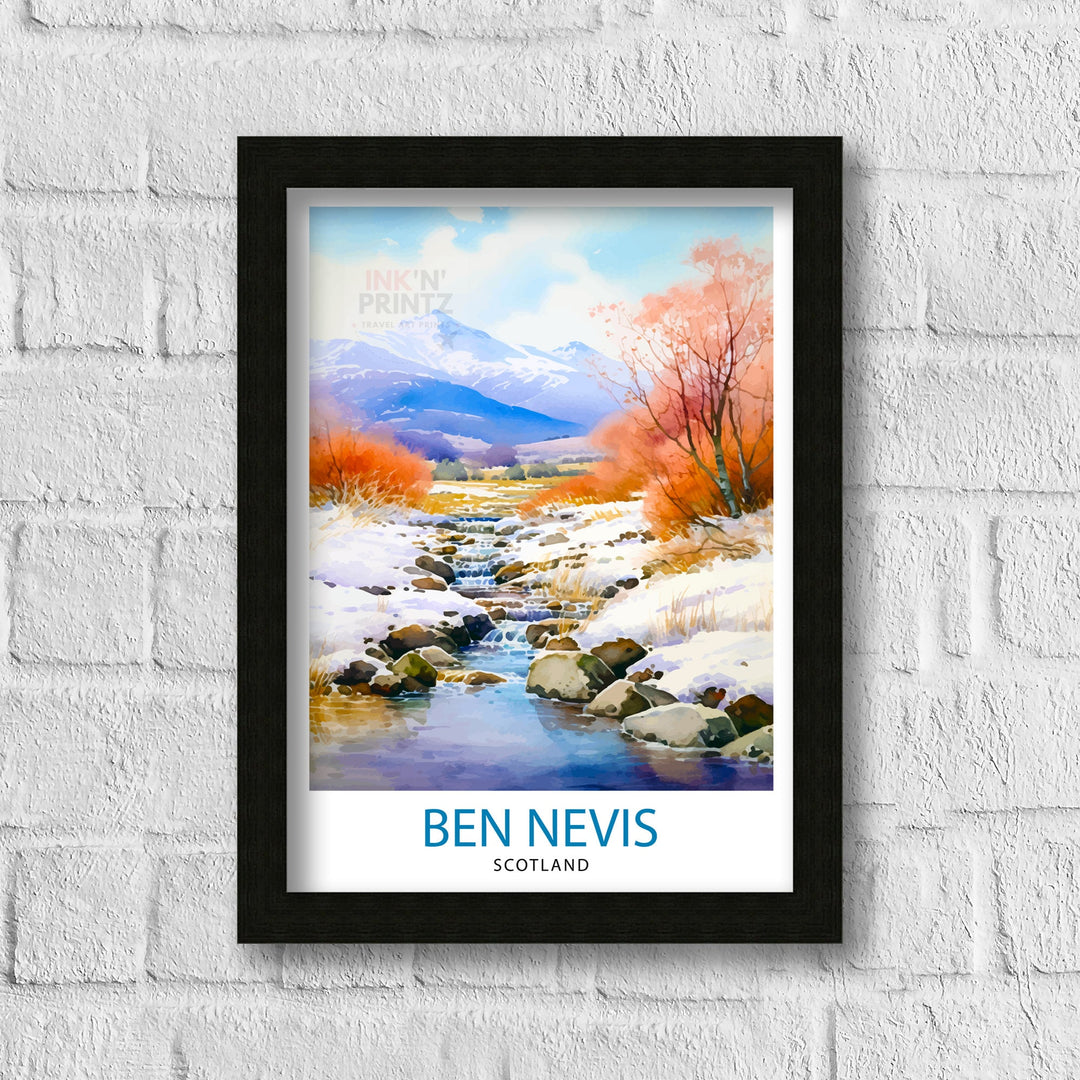 Ben Nevis Poster Scottish Mountain Decor Fort William Scotland Wall Art Ben Nevis Summit Poster Scottish Highlands Landscape Artwork Hiking