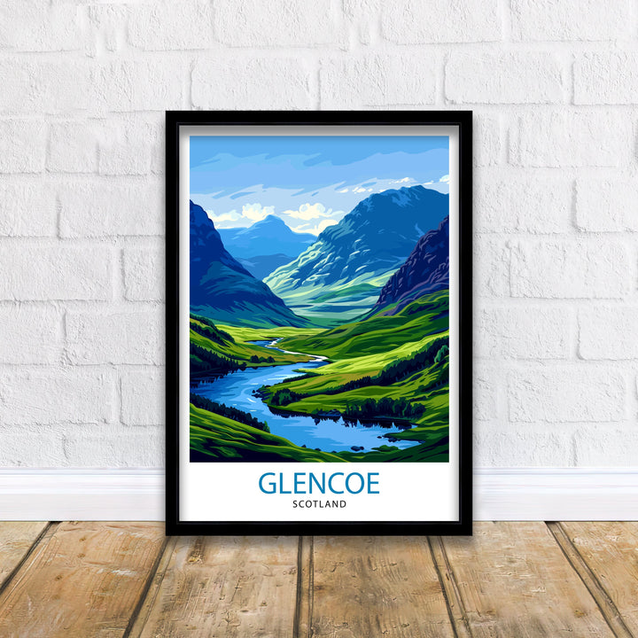 Glencoe Scotland Travel Print Glencoe Wall Art Glencoe Illustration Scotland Poster Scotland Wall Decor Travel Gift Home Living Decor