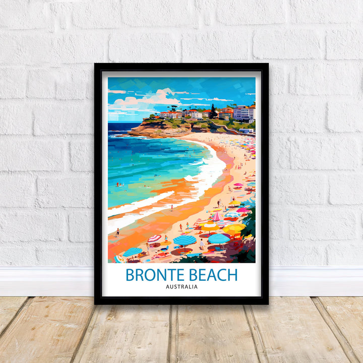 Bronte Beach Australia Travel Print Coastal Wall Decor Bronte Beach Poster Australian Beach Prints Beach Art Print Bronte Beach Illustration