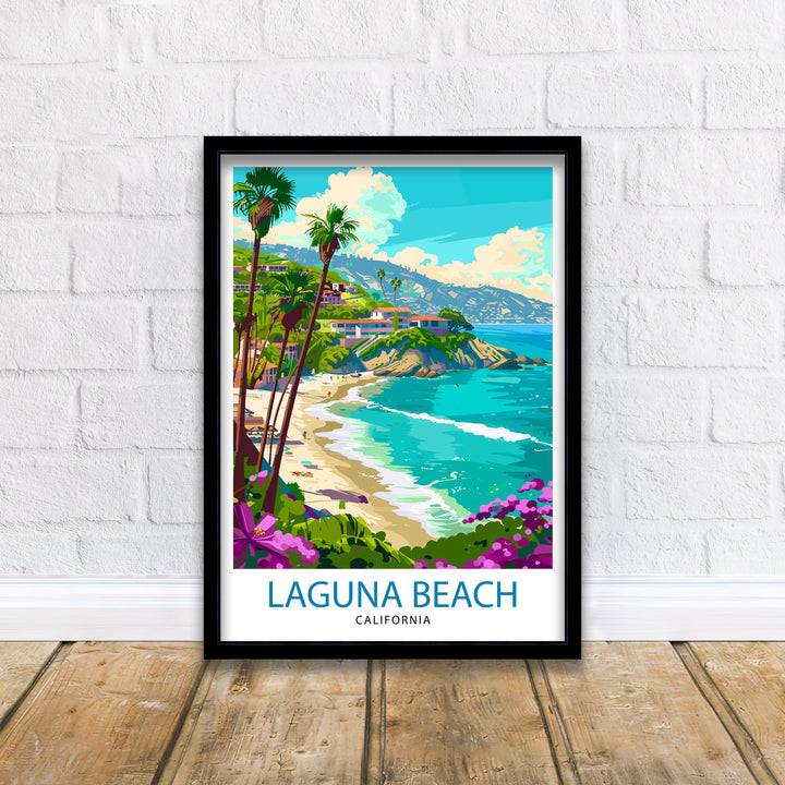 Laguna Beach California Travel Print Wall Decor Laguna Beach Wall Decor Laguna Beach Home Living Decor Laguna Beach Illustration Travel