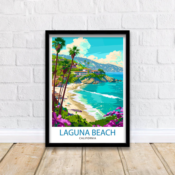 Laguna Beach California Travel Print Wall Decor Laguna Beach Wall Decor Laguna Beach Home Living Decor Laguna Beach Illustration Travel