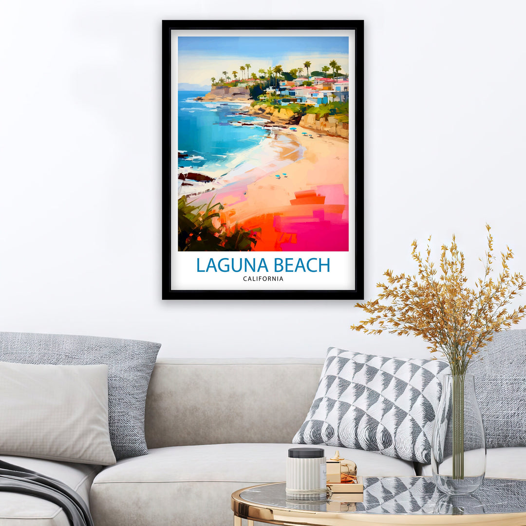 Laguna Beach California Travel Print Wall Decor Laguna Beach Wall Decor Laguna Beach Home Living Decor Laguna Beach Illustration Travel