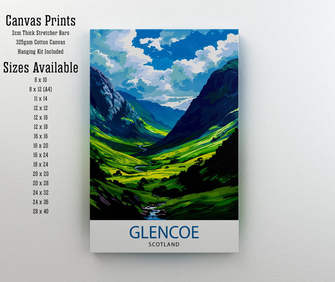 Glencoe Scotland Travel Print Glencoe Wall Art Glencoe Illustration Scotland Poster Scotland Wall Decor Travel Gift Home Living Decor