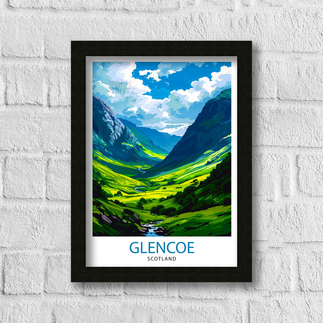 Glencoe Scotland Travel Print Glencoe Wall Art Glencoe Illustration Scotland Poster Scotland Wall Decor Travel Gift Home Living Decor