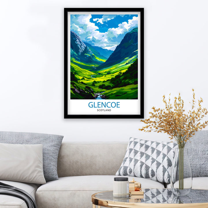 Glencoe Scotland Travel Print Glencoe Wall Art Glencoe Illustration Scotland Poster Scotland Wall Decor Travel Gift Home Living Decor