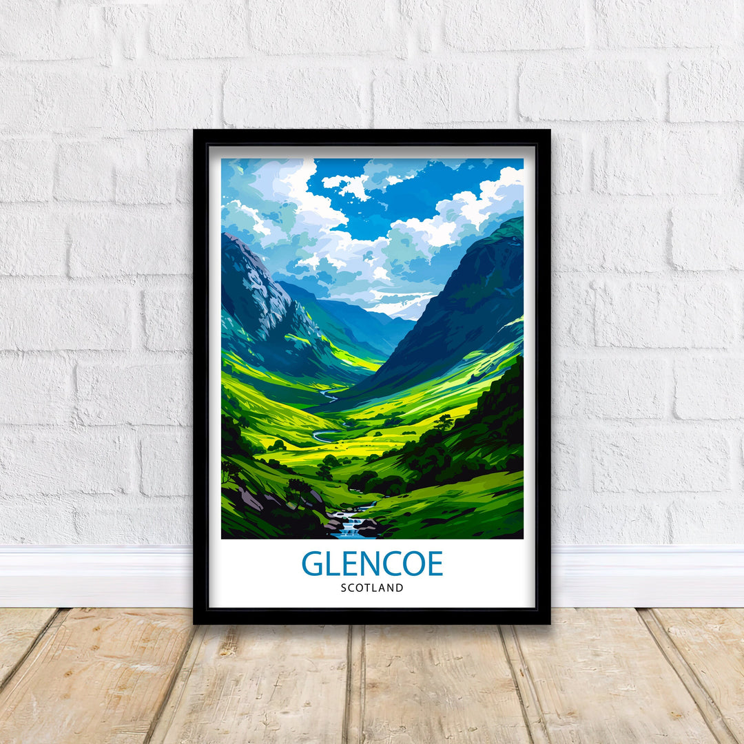 Glencoe Scotland Travel Print Glencoe Wall Art Glencoe Illustration Scotland Poster Scotland Wall Decor Travel Gift Home Living Decor