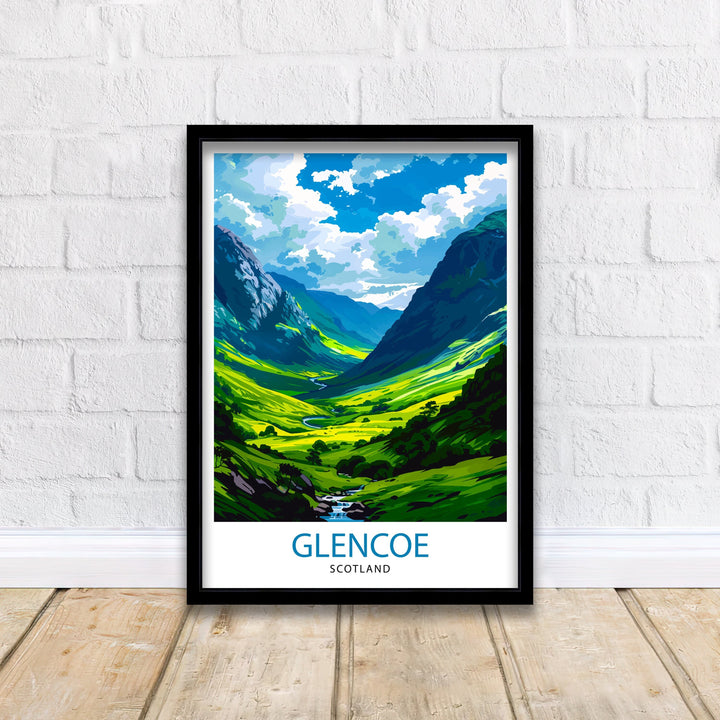 Glencoe Scotland Travel Print Glencoe Wall Art Glencoe Illustration Scotland Poster Scotland Wall Decor Travel Gift Home Living Decor