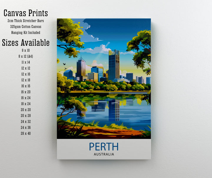 Perth Australia Travel Print Perth Wall Decor Perth Cityscape Poster Australia Travel Prints Perth Art Print Perth Illustration Perth Wall