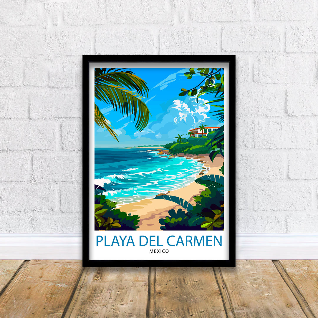 Playa del Carmen Travel Print Playa del Carmen Wall Decor Playa del Carmen Home Living Decor Playa del Carmen Illustration Travel Poster