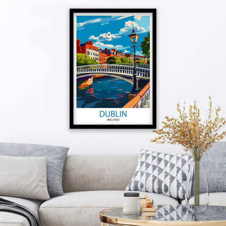 Dublin Ireland Cityscape Poster Lively Temple Bar Scene Dublin Wall Art Historic Georgian Doors Illustration Irish Pub Poster Cultural Decor