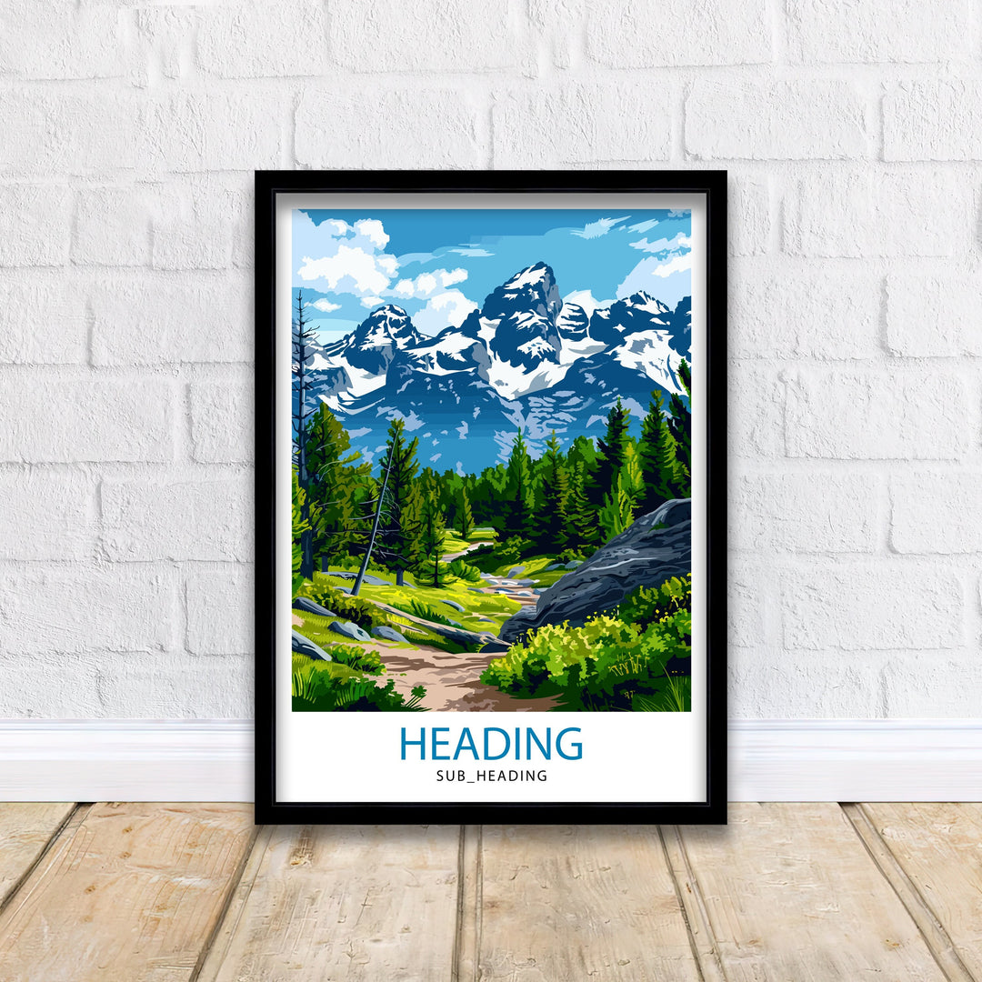 Grand Teton National Park Travel Print Mountain Wall Art Wyoming Home Decor Nature Poster Adventure Gift