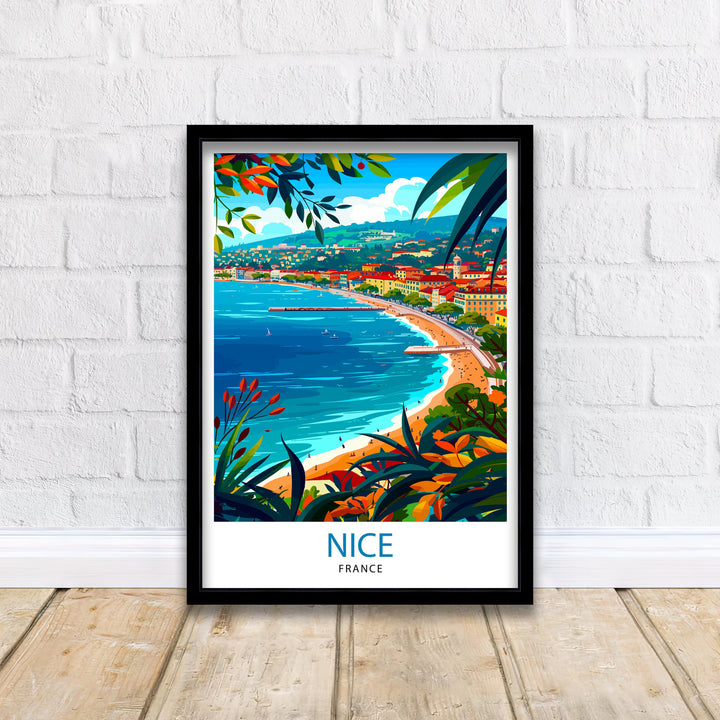 Nice France Travel Print Nice Wall Art Nice Poster French Riviera Decor Nice Art Print Nice Illustration Nice Wall Decor France Print Nice