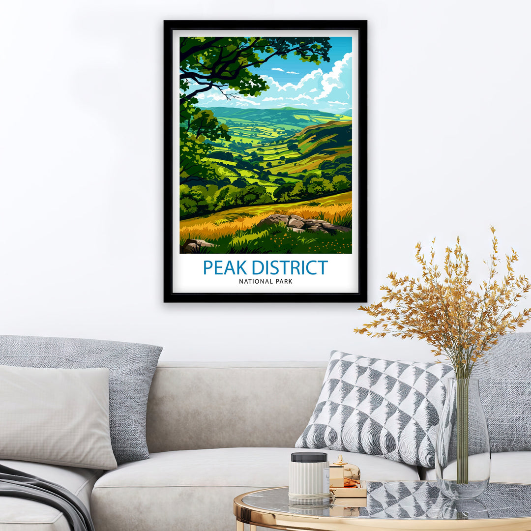 Peak District Travel Poster Peak District Wall Art Peak District Home Decor Peak District Illustration Peak District UK Travel Poster Gift